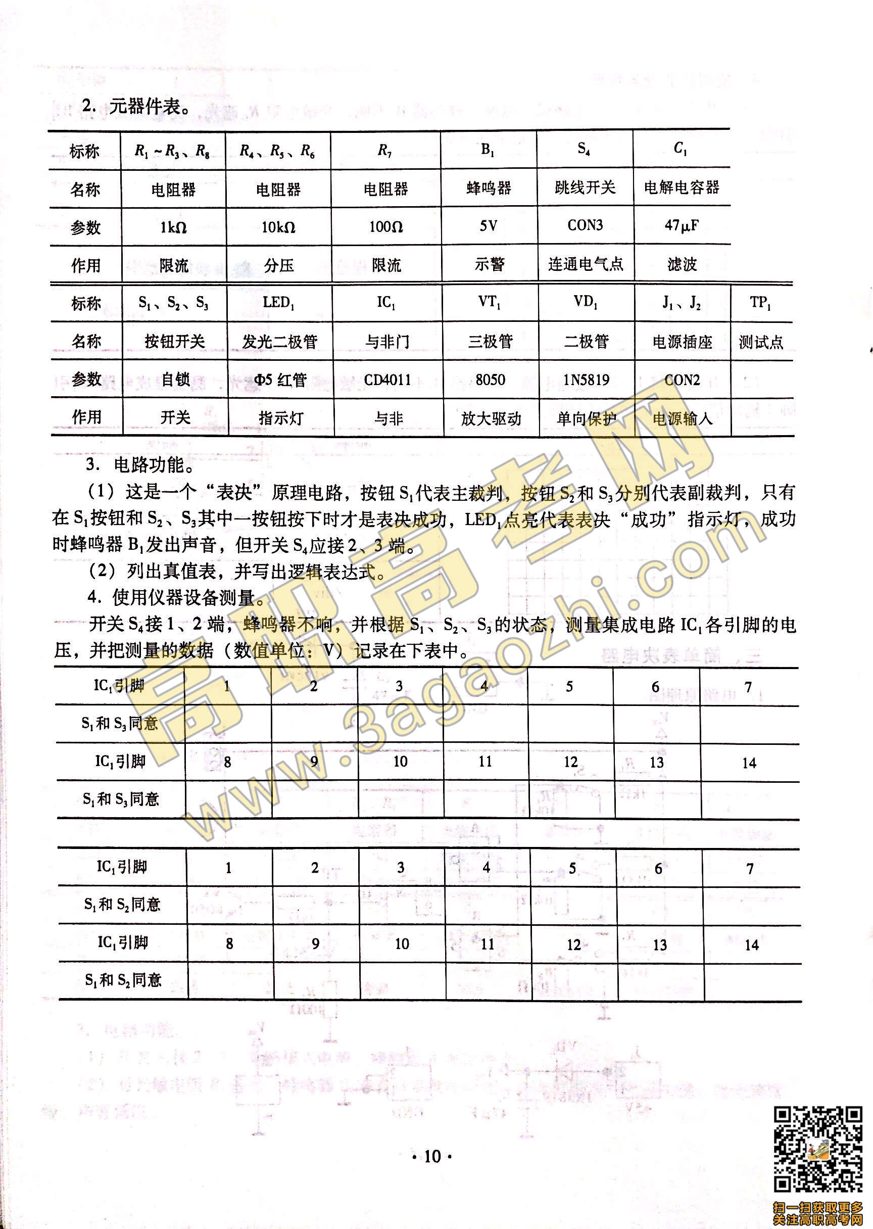 2019年高职高考《电子》课程技能证书考试大纲及样题