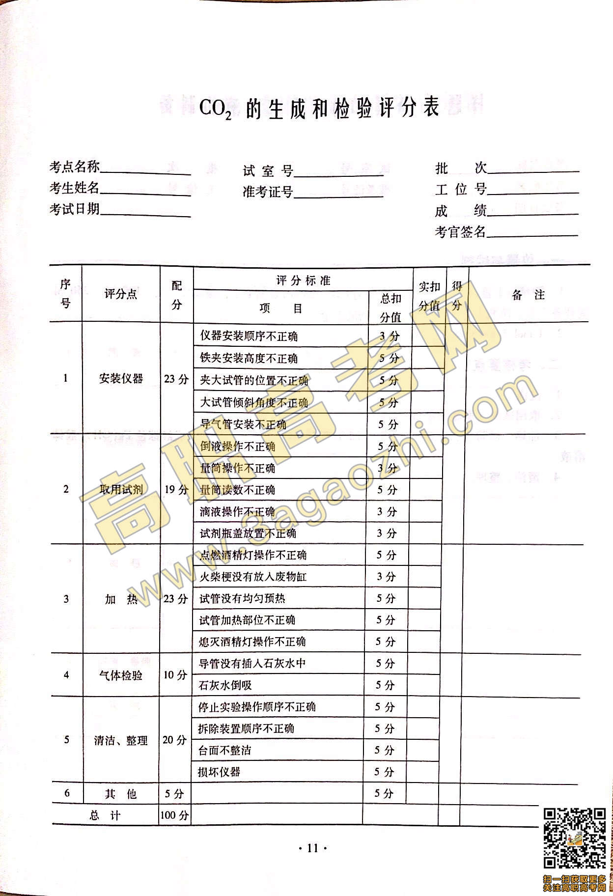 2019年高职高考《化学》课程技能证书考试大纲及样题