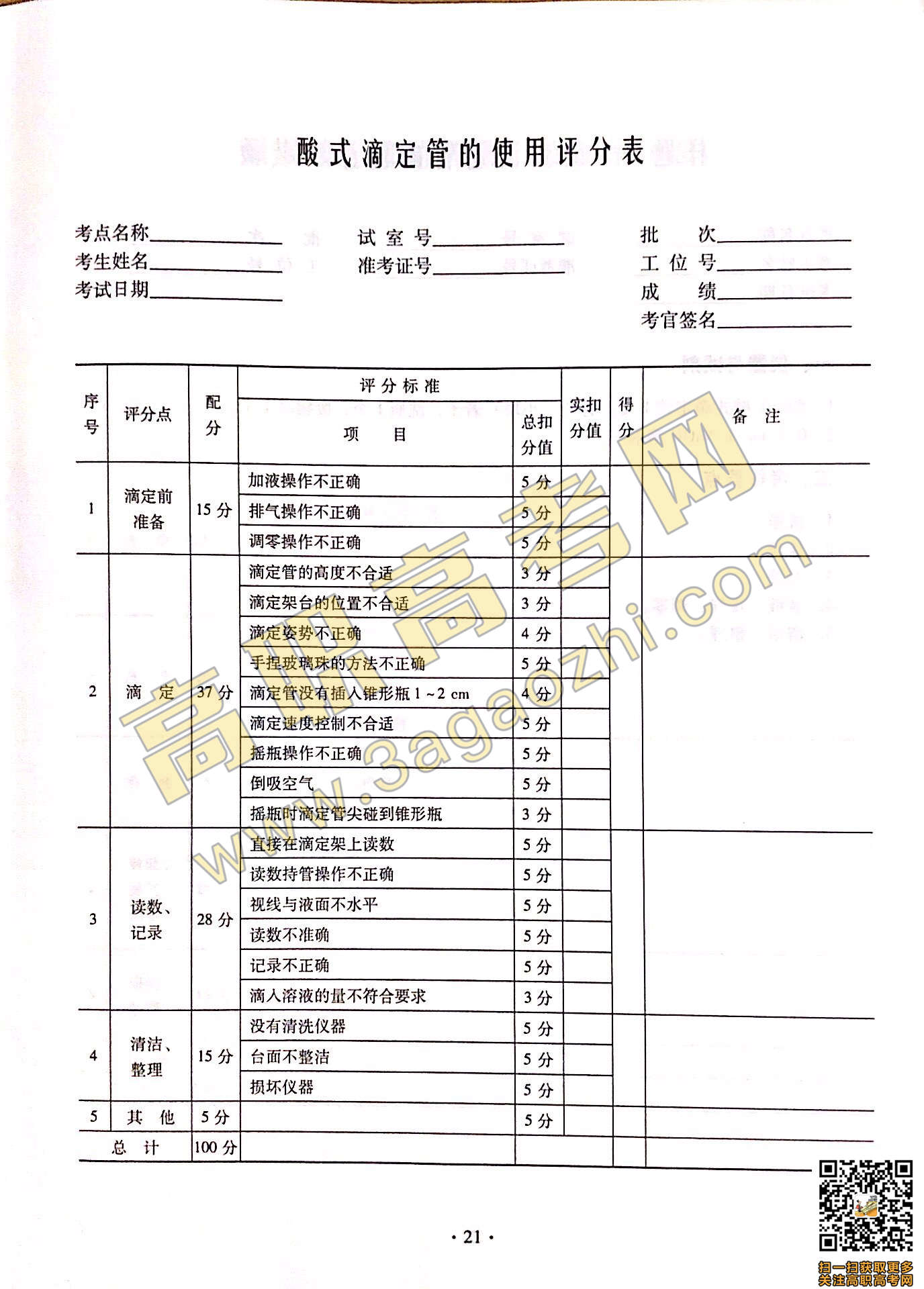 2019年高职高考《化学》课程技能证书考试大纲及样题