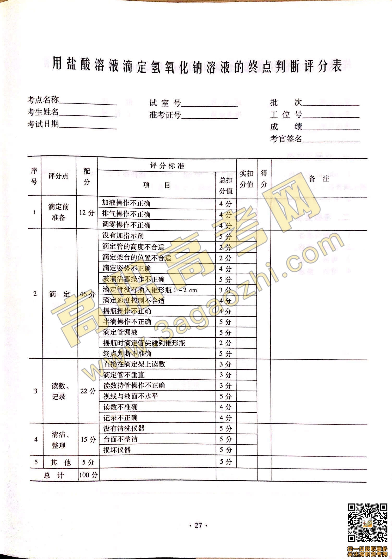 2019年高职高考《化学》课程技能证书考试大纲及样题