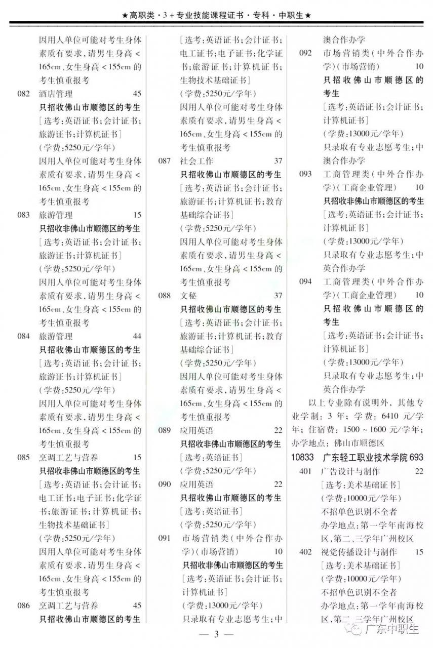 2019年高职高考3+证书填报指南【招生专业目录】出炉