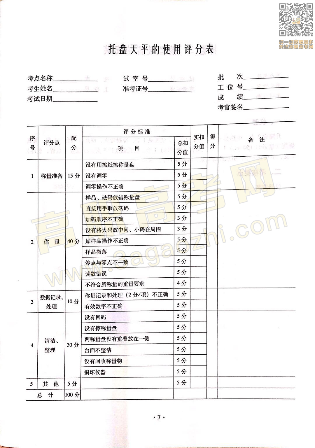 化学证书,2020年广东中职技能课程考试大纲及样题