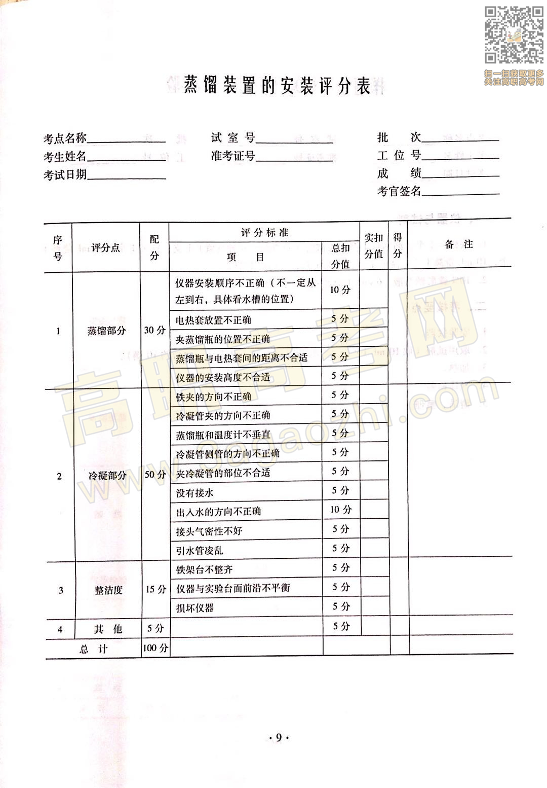 化学证书,2020年广东中职技能课程考试大纲及样题